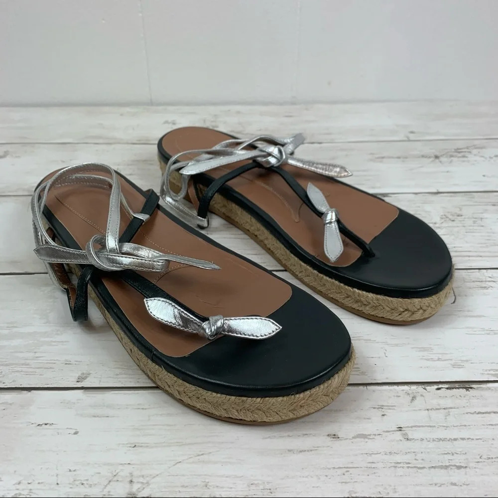 Marni T Strap Leather Sandals Espadrille Platform - Picture 2 of 8